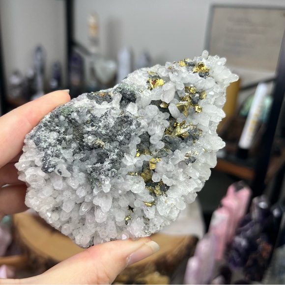 Other - Pyrite and quartz cluster (354 grams)